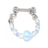 ブルー | 軟骨ピアス ビーズチェーンハートはーと かわいいカラフルストレートバーベル | ボディピアス専門店凛RIN