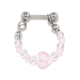 ピンク | 軟骨ピアス ビーズチェーンハートはーと かわいいカラフルストレートバーベル | ボディピアス専門店凛RIN