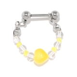 イエロー | 軟骨ピアス ビーズチェーンハートはーと かわいいカラフルストレートバーベル | ボディピアス専門店凛RIN