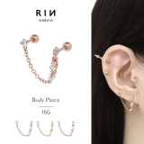 軟骨ピアス チェーンダブルバーベルキュービックジルコニアキレイ ボディピアス | ボディピアス専門店凛RIN | 詳細画像1 