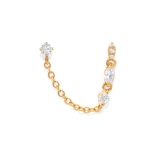 ゴールド | 軟骨ピアス チェーンダブルバーベルキュービックジルコニアキレイ ボディピアス | ボディピアス専門店凛RIN