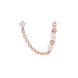 ピンクゴールド | 軟骨ピアス チェーンダブルバーベルキュービックジルコニアキレイ ボディピアス | ボディピアス専門店凛RIN