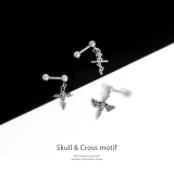 ボディピアス ドクロ十字架スタイリッシュチャーム揺れる 軟骨ピアス | ボディピアス専門店凛RIN | 詳細画像2 