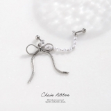 軟骨ピアス リボンパール チェーンキュービックジルコニア真珠ストレートバーベル2… | ボディピアス専門店凛RIN | 詳細画像2