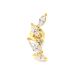 ゴールド・Right(右耳) | 軟骨ピアス リーフ葉っぱイヤーフィット 植物キラキラキュービックジルコニア | ボディピアス専門店凛RIN