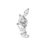 シルバー・Right(右耳) | 軟骨ピアス リーフ葉っぱイヤーフィット 植物キラキラキュービックジルコニア | ボディピアス専門店凛RIN