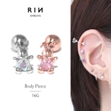 軟骨ピアス うさぎ万歳ウサギ 動物可愛いジュエルストレートバーベルボディピアス | ボディピアス専門店凛RIN | 詳細画像1