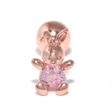 ピンクゴールド | 軟骨ピアス うさぎ万歳ウサギ 動物可愛いジュエルストレートバーベルボディピアス | ボディピアス専門店凛RIN