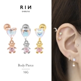 16Gボディピアス ハートくまかわいい サージカルステンレス金属アレルギー対応 | ボディピアス専門店凛RIN | 詳細画像1 