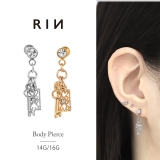 軟骨ピアス かわいい 鍵チャームジュエルkey | ボディピアス専門店凛RIN | 詳細画像1