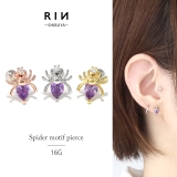 軟骨ピアス くも蜘蛛スパイダー ハロウィンパープルジュエル | ボディピアス専門店凛RIN | 詳細画像1 