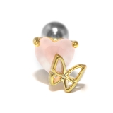 ゴールド | 軟骨ピアス ピンクハートジュエル蝶々バタフライ ストレートバーベル | ボディピアス専門店凛RIN