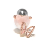 ピンクゴールド | 軟骨ピアス ピンクハートジュエル蝶々バタフライ ストレートバーベル | ボディピアス専門店凛RIN