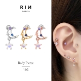 軟骨ピアス 月ムーン星スター宇宙 キラキラキュービックジルコニアストレートバーベ… | ボディピアス専門店凛RIN | 詳細画像1 