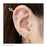 軟骨ピアス 月ムーン星スター宇宙 キラキラキュービックジルコニアストレートバーベ… | ボディピアス専門店凛RIN | 詳細画像6 