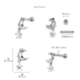 軟骨ピアス 月ムーン星スター宇宙 キラキラキュービックジルコニアストレートバーベ… | ボディピアス専門店凛RIN | 詳細画像9 