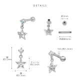 軟骨ピアス 星スタージュエルキュービックジルコニアチャーム揺れる ボディピアス | ボディピアス専門店凛RIN | 詳細画像9