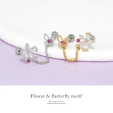 軟骨ピアス 蝶々ジュエル桜花フラワーバタフライチェーンキュービックジルコニア ボ… | ボディピアス専門店凛RIN | 詳細画像2