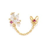 ゴールド | 軟骨ピアス 蝶々ジュエル桜花フラワーバタフライチェーンキュービックジルコニア ボ… | ボディピアス専門店凛RIN