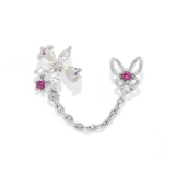 シルバー | 軟骨ピアス 蝶々ジュエル桜花フラワーバタフライチェーンキュービックジルコニア ボ… | ボディピアス専門店凛RIN