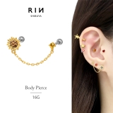 ボディピアス ひまわりフラワージュエルイエロー 金属アレルギーサージカルステンレ… | ボディピアス専門店凛RIN | 詳細画像1