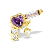 ゴールド・パープル | 軟骨ピアス ピストルかわいいハート 拳銃 | ボディピアス専門店凛RIN