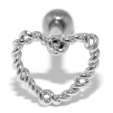 シルバー | 軟骨ピアス ハートフレーム ハートツイストデザイン | ボディピアス専門店凛RIN