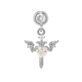 シルバー | 軟骨ピアス デビル羽悪魔ウィングハート オーロラジュエルキュービックジルコニアス… | ボディピアス専門店凛RIN