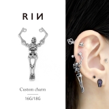 チャーム 骸骨スカルシルバーかっこいいハロウィン ボディピアス | ボディピアス専門店凛RIN | 詳細画像1