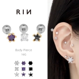 軟骨ピアス サークルスクエアスター星ミニ小さめジュエル ボディピアス | ボディピアス専門店凛RIN | 詳細画像1