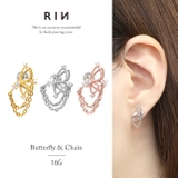 軟骨ピアス バタフライ蝶ジュエルチェーン ストレートバーベル | ボディピアス専門店凛RIN | 詳細画像1 