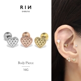 軟骨ピアス ハートキルティング模様かわいいフェミニンラブリー ボディピアス | ボディピアス専門店凛RIN | 詳細画像1 