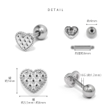 軟骨ピアス ハートキルティング模様かわいいフェミニンラブリー ボディピアス | ボディピアス専門店凛RIN | 詳細画像9 