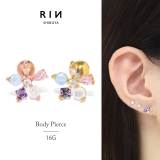 軟骨ピアス お花ジュエルフラワービジューきらきらカラフルかわいい ボディピアス | ボディピアス専門店凛RIN | 詳細画像1