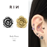 軟骨ピアス バラローズ薔薇花アンティークローズ金属アレルギー ボディピアス | ボディピアス専門店凛RIN | 詳細画像1 