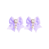 パープル | パールチャーム付きリボンヘアクリップセット | ROJITA