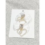 ホワイト | ハートパールチャーム付きリボンクリップSET | ROJITA