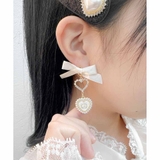 アイボリー | クラシカルパールリボンピアス | ROJITA