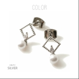 シルバー | ニッケルフリー キラキラ 四角 | SEMSアクセサリー