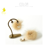 ベージュ | コットンパール ふわふわ ファーピアス | SEMSアクセサリー