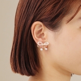 パール リボン イヤリング | sankyo shokai  | 詳細画像1 