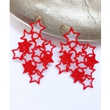 レッド | 春新作 スター刺繍ピアス ma | ShopNikoNiko