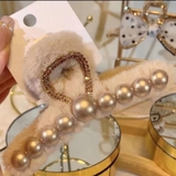 ベージュ*11cm | ヘアクリップ ファーバンスクリップ キラキラ | shoppinggo