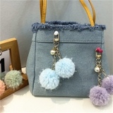 ブルー | ポンポン ファーチャーム ふわふわ | shoppinggo