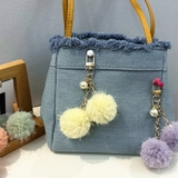 ライトイエロー | ポンポン ファーチャーム ふわふわ | shoppinggo