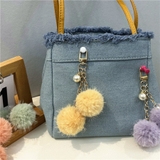 イエロー | ポンポン ファーチャーム ふわふわ | shoppinggo