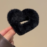 ブラック | ヘアクリップ ハート ファー | shoppinggo