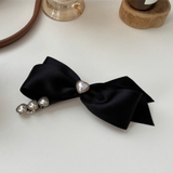 ブラック | リボンバレッタ パールヘアクリップ ヘアアクセ | shoppinggo