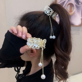 ホワイト | キラキラヘアクリップ フラワー ヘアアクセサリー 髪飾り  花ヘアリング | shoppinggo