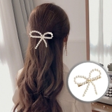 ホワイト | ヘアピン リボン パールビーズヘアピン | shoppinggo